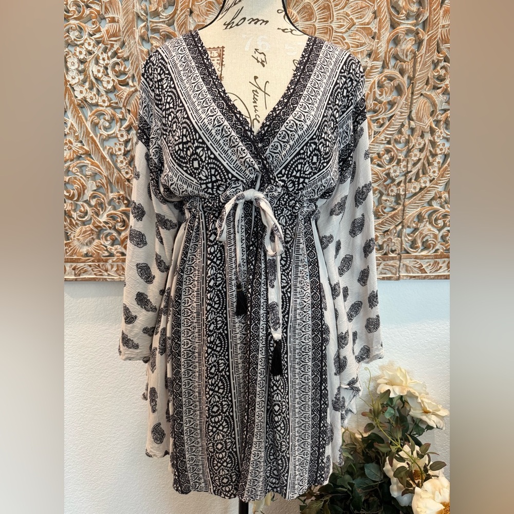Black and White Patterned Mini Dress